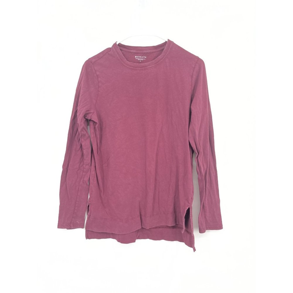 Athleta Long Sleeve Top Burgundy Crew Neck Tunic Womens Size Small